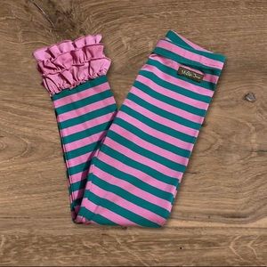 Matilda Jane Make Believe Take Me Home Pink Green Stripe Leggings - Size 6